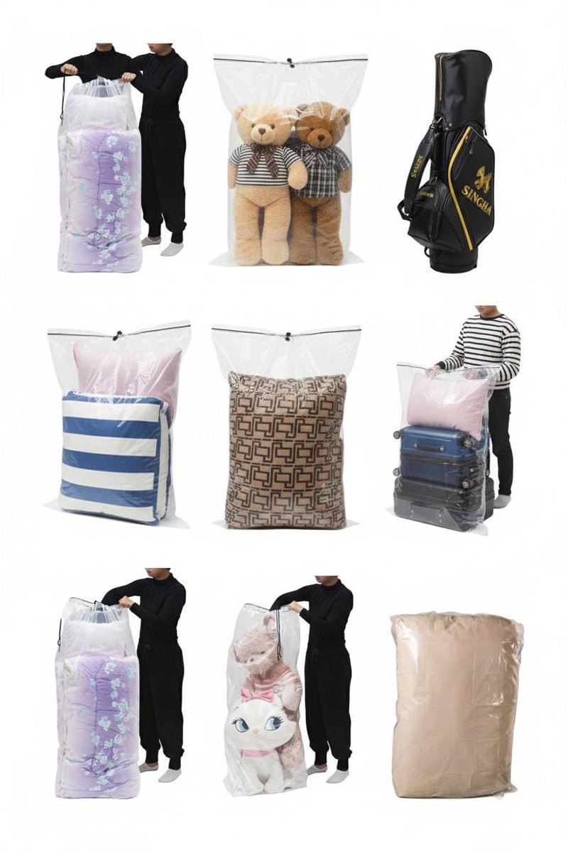 SPICY SERVED Big Plastic Bags Multi-Purpose Drawstring Bag Set Dust Cover For Keeping Golf's Bag, Picnic Mattress Good for Household Organizing Reusable Set of 2 Sizes - Image 4